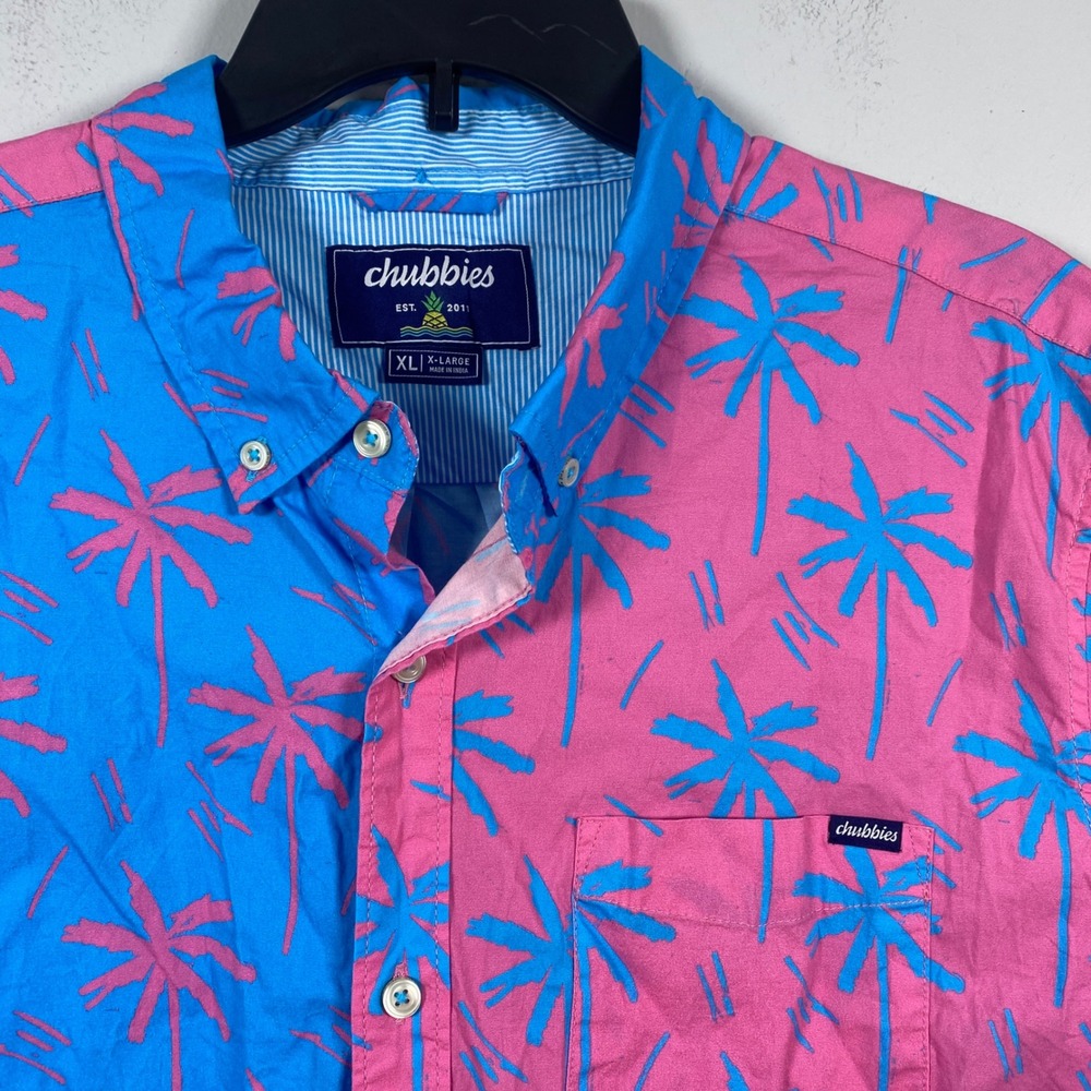 Chubbies Button Down Peformance Friday Shirt Mens XL Prince of Print Palm Beach